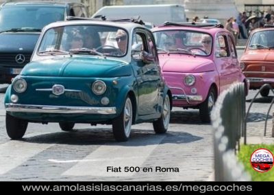 Fiat 500 en Roma desfile foto coche antiguo deportivo y de lujo mas caros del mundo vips Tenerife Islas Canarias